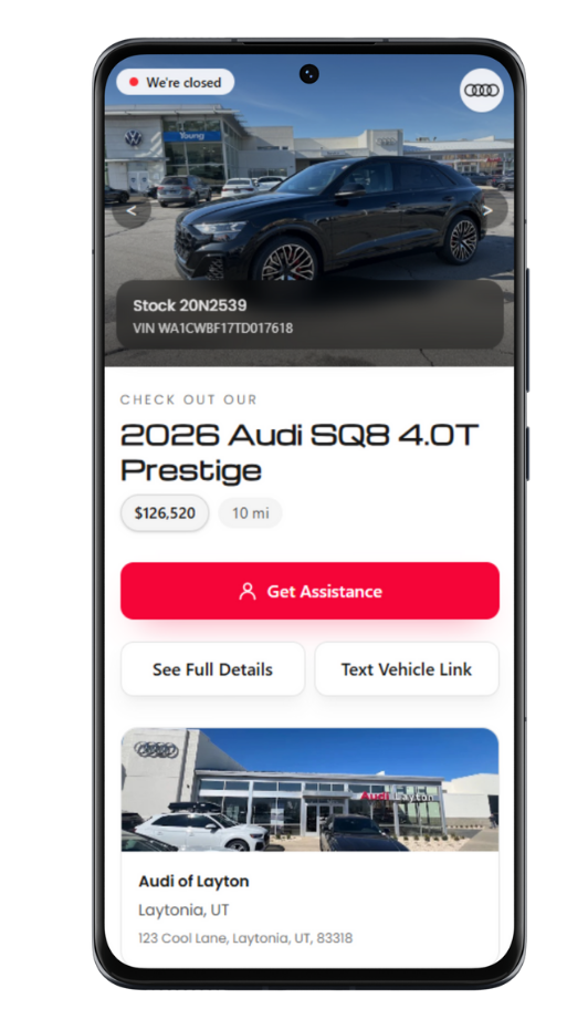 Branded vehicle page mockup